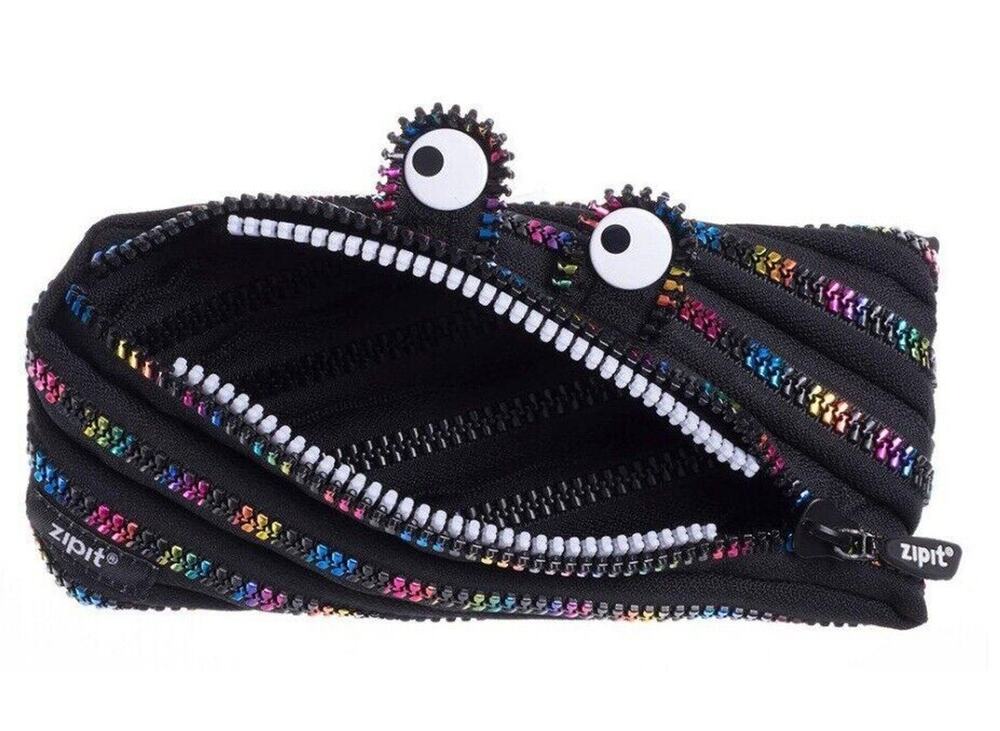 Zipit Special Edition Monster Pencil Makeup Pouch Black And Rainbow